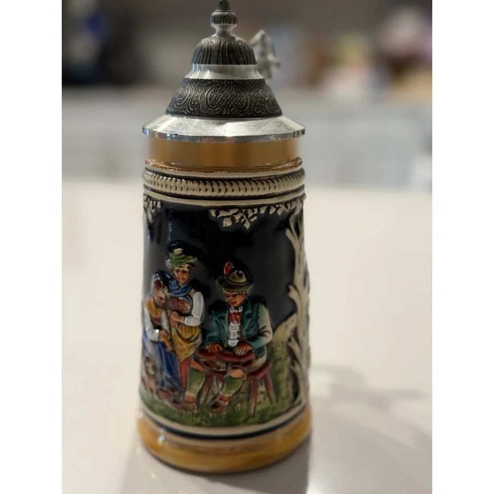 Marzi & Remy Germany Stoneware Beer Stein Auf Der Alm Pewter Lid 7